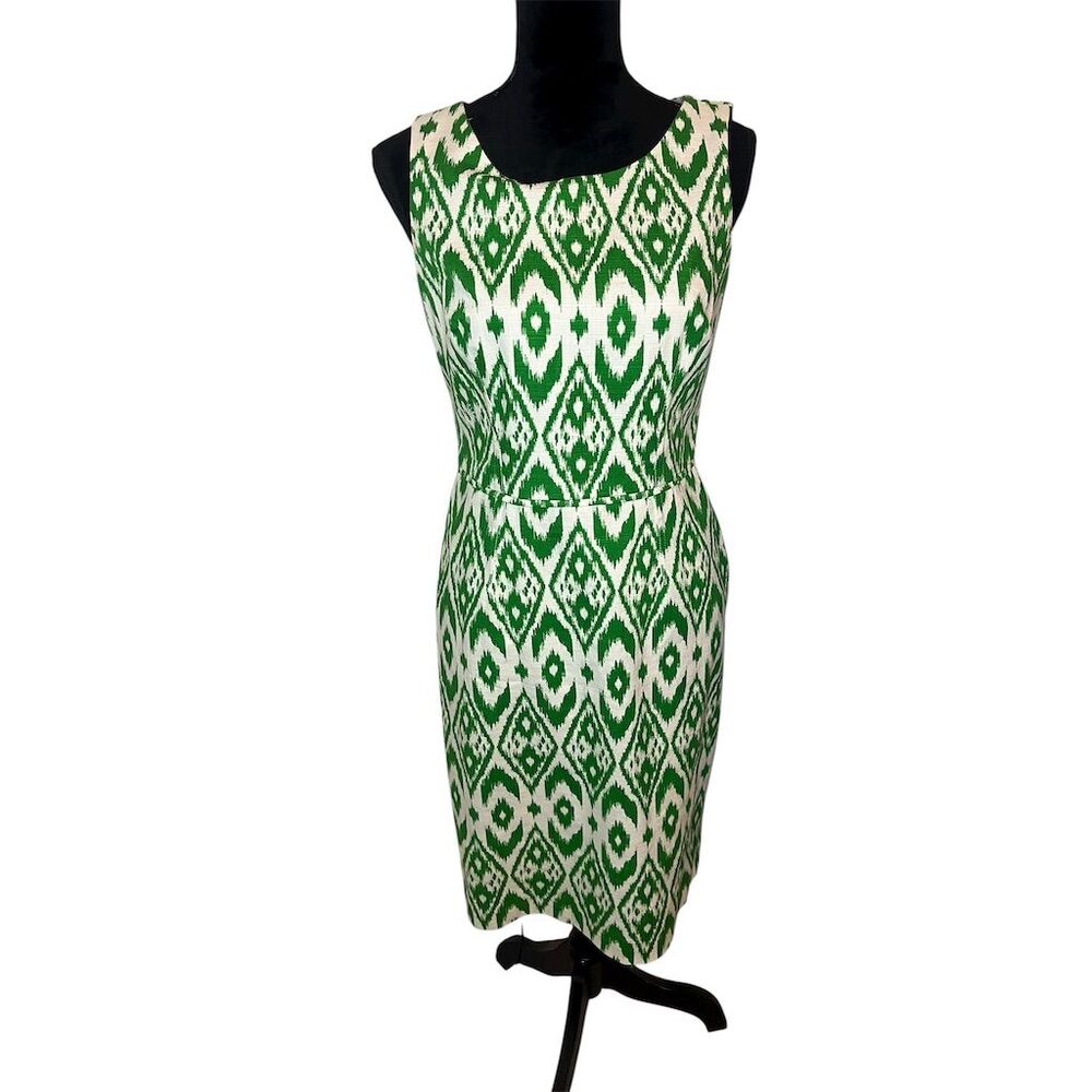 NINE WEST STUNNING TROPICAL IKAH PRINT WHITE GREEN DRESS WOMENS SIZE 4